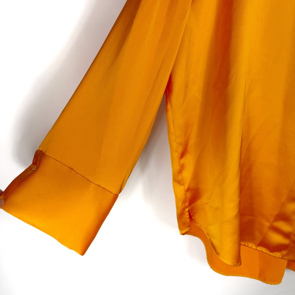 Alice + Olivia Finely Oversized Button Down Shirt Tangerine Orange Women Size M - Picture 8 of 11